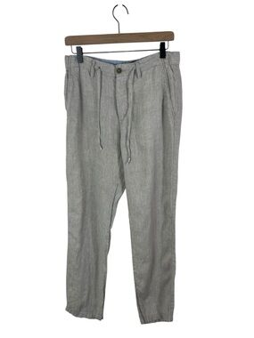 H&M Men's Natural Beige 100% Linen Pants Button Fly Size 32